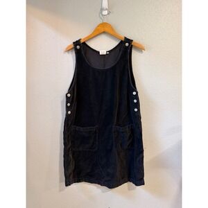 Match Corduroy Jumper Dress Women Medium Black Grunge 90s Witchycore